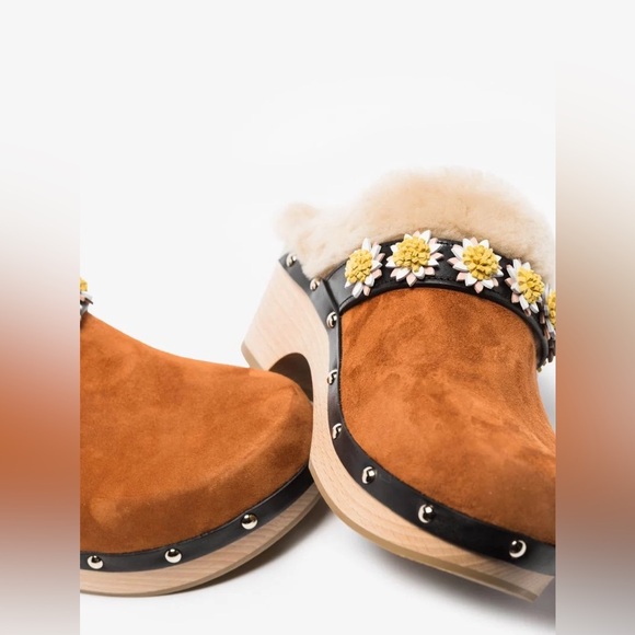 Fabrizio Viti Brown Daisy 60 Shearling Clogs Size 37/7 - Picture 2 of 14